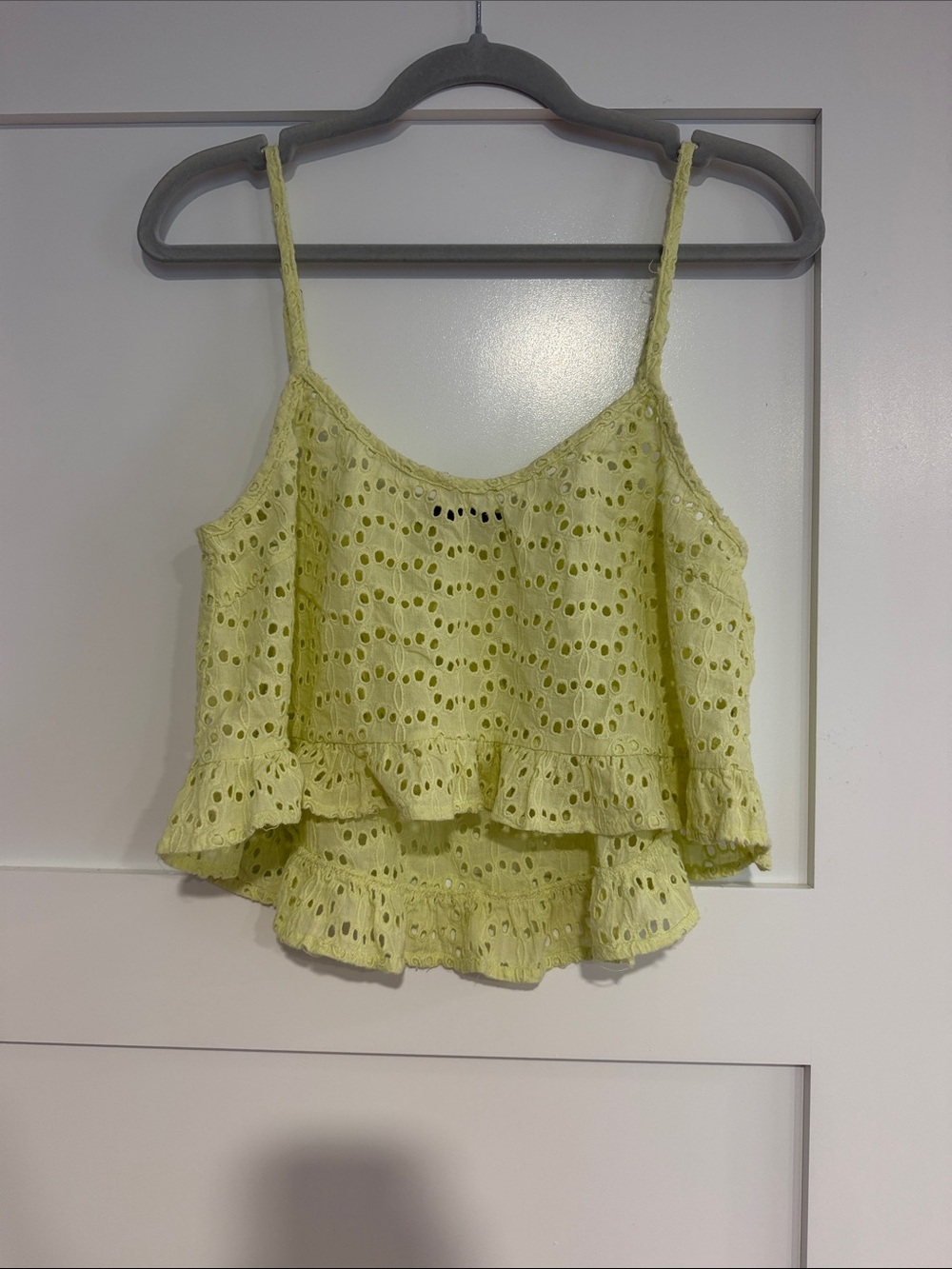 Signature8 lemon lime Eyelet Ruffle Cami